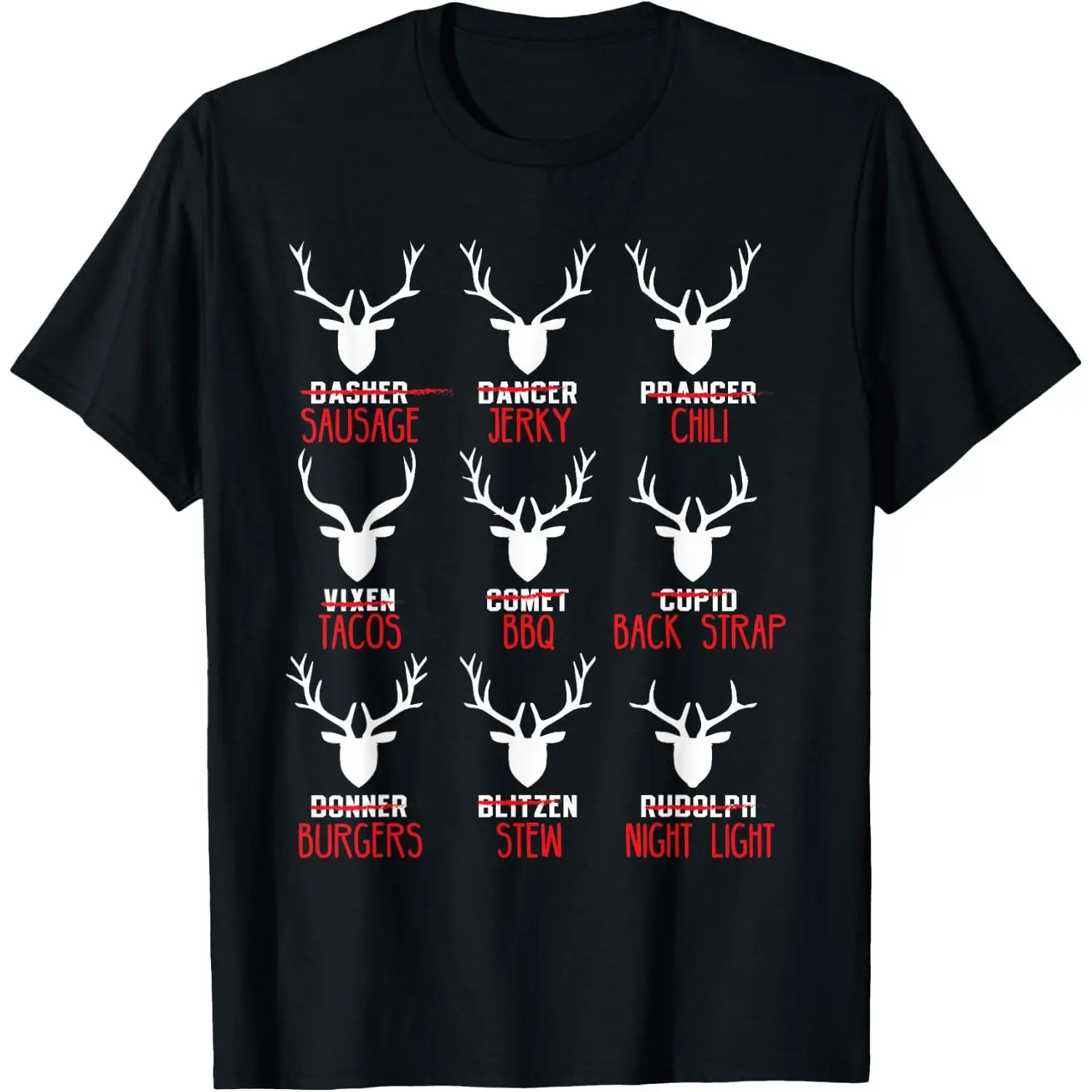 Unisex 100% Cotton Short Sleeve "All of Santa's Reindeer" Funny Deer Hunting Graphic T-Shirt, Christmas Holiday Humor Tee, Hunter Gift Shirt, Soft Comfortable Casual Wear