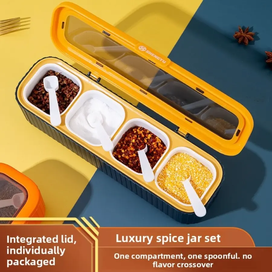 Household Multi-Compartment Seasoning Box – Moisture-Proof Storage Container for Salt, MSG, and Spices, Seasoning Containers