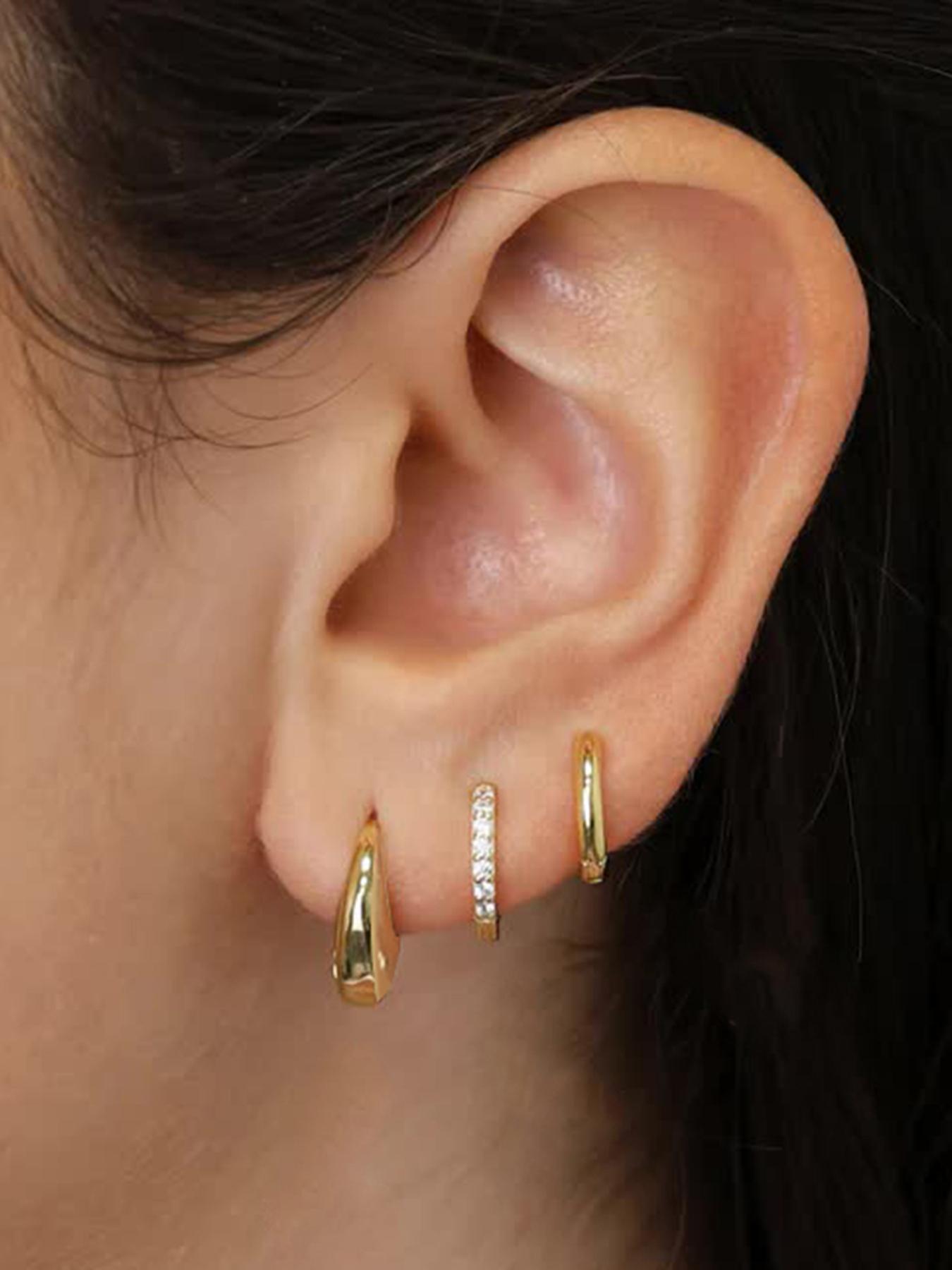 Women's Elegant Rhinestone Decorated Hoop Earrings, 3 Pairs Summer 2024 Trendy Geometric Design Hoop Earrings, Chic Gorgeous Jewelry As Gift for Girlfriend, Accessories for Women