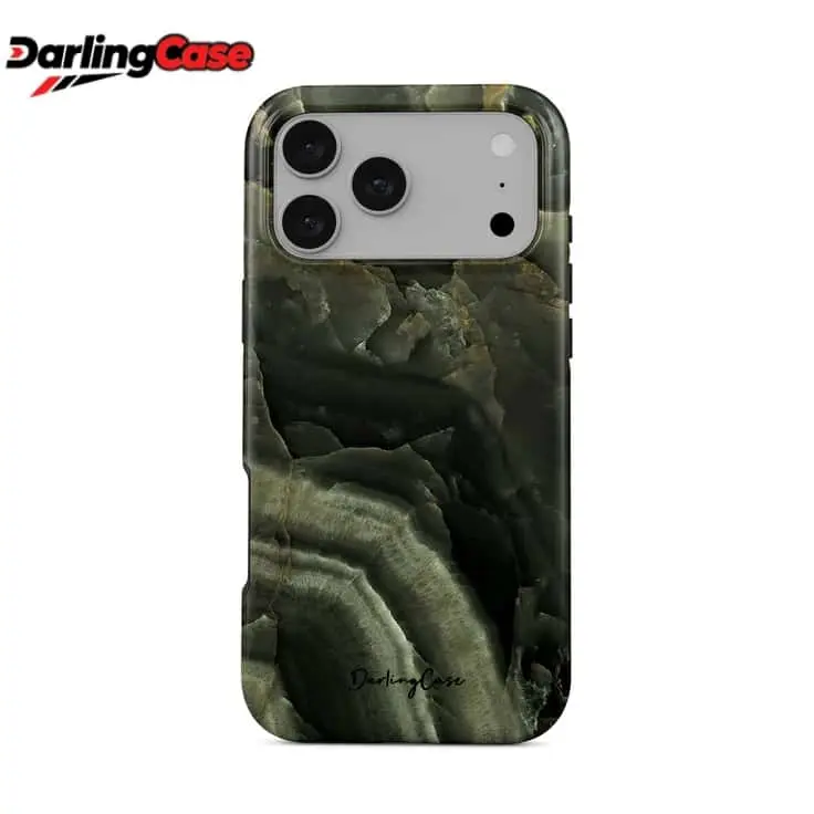 DarlingCase Dressy Dark Green Marble Silicone Cellphone Case - Eco-Friendly, Durable Shockproof Protector with Premium Natural Stone Design for iPhone 17 Pro Max,16 Pro,15,14,13,12 Mobile Phone Accessories