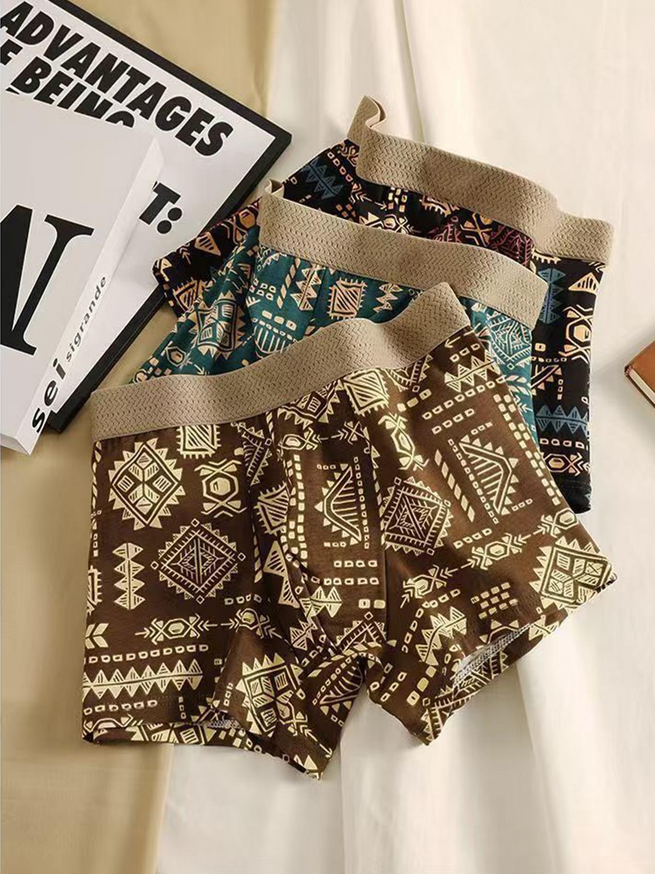 Men's All Over Print Boxer Briefs Set, Printed Boxer Briefs, Breathable Comfortable Underwear for Daily Wear, Casual Men's Underwear for All Seasons, Print Boxershorts