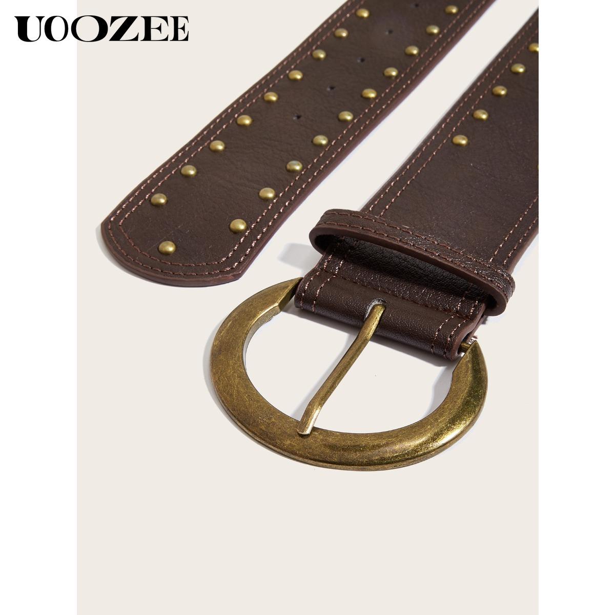 UOOZEE 2025 Fashion Punk Style Rivet Personality Belt Decoration Versatile Pin Buckle Belt Trendy Belt, Various Colors Optional