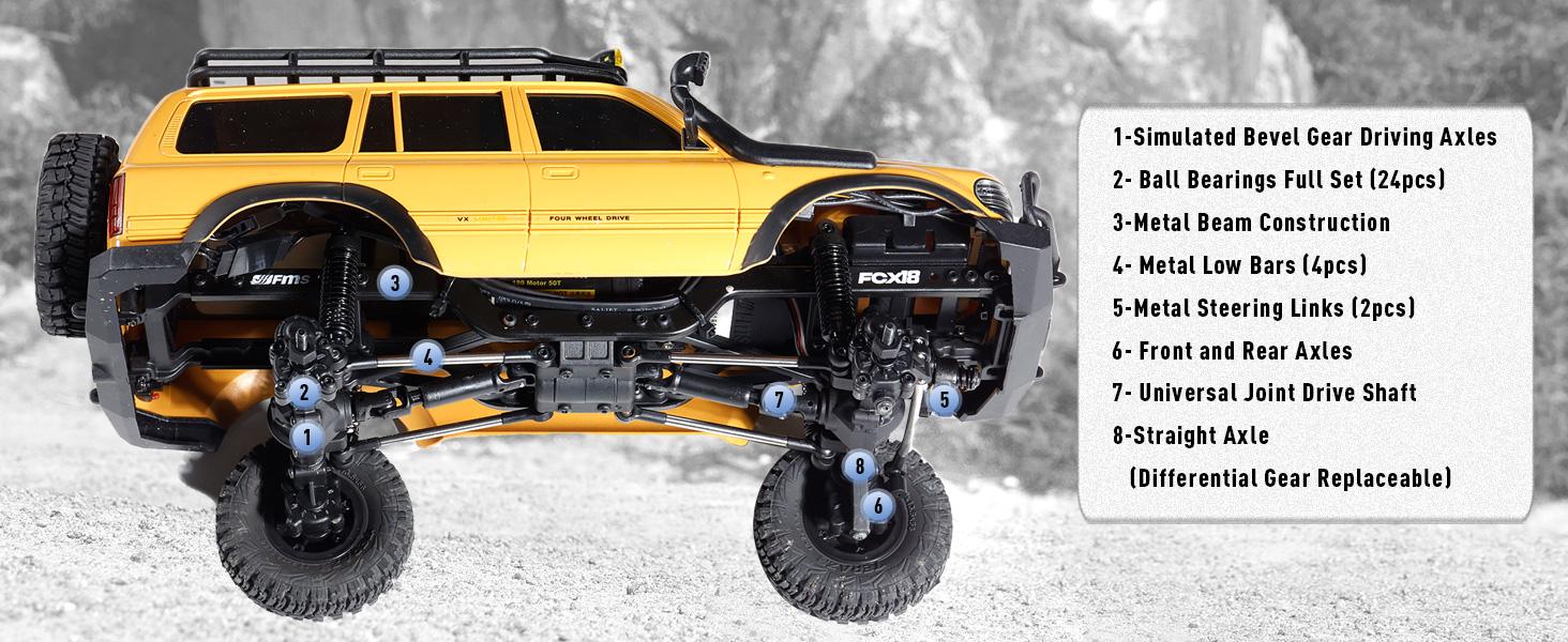 FMS RC Crawler 1/18 FCX18 LC80 RTR 4WD RC Rock Truck 2.4Ghz 900mAh Hobby Grade RC Car Model Mini Remote Control Car Off Road Vehicle