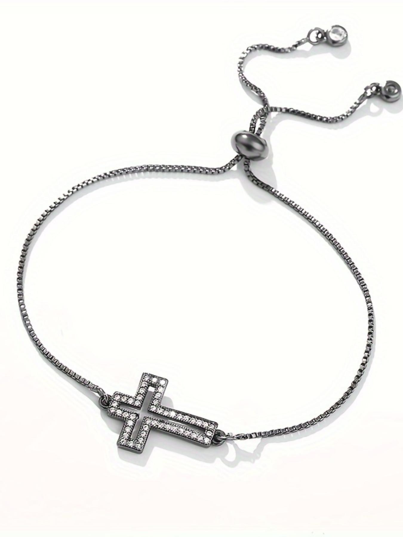 Rhinestone Cross Charm Bracelet, Exquisite Trendy Bracelet, 1 Piece Fashionable Matching Bracelet Jewelry for Women & Men for Party, Daily Clothing Decor