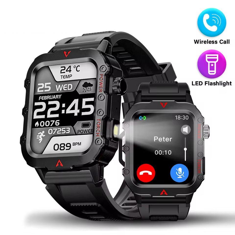 Multifunctional Smart Watch, Fashion Digital Watch with LED Flashlight, Sports Watch with Wireless Call & Weather Forcast for iOS & Android, Wearable