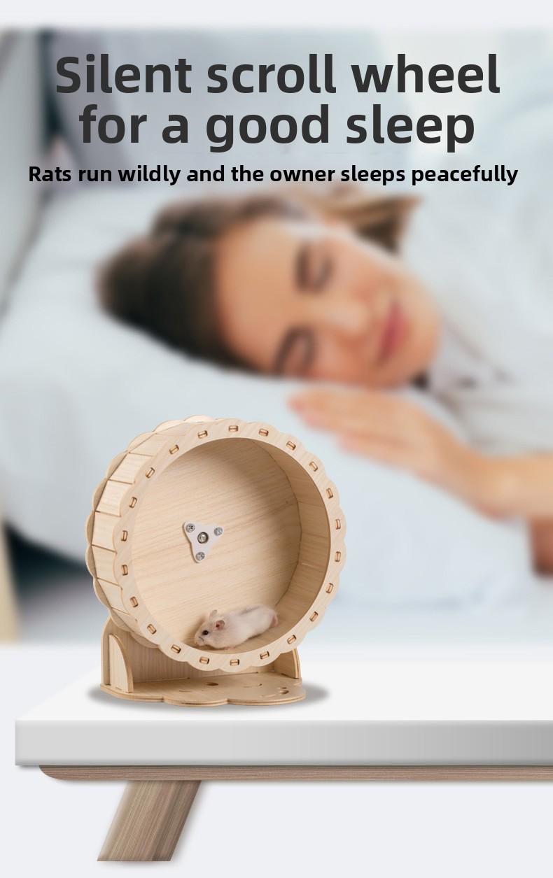 Wooden Sunflower Hamster Exercise Wheel Silent Running Wheel for Dwarf Syrian Hamsters Small Pet Toy Assembly Required Natural Design