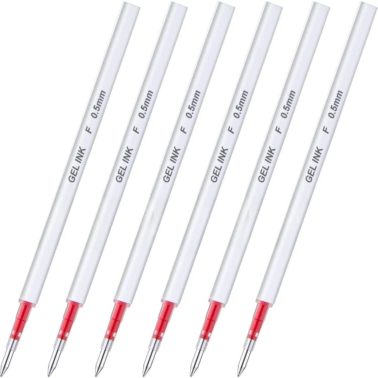 Red Gel Pens Refills, 6 Pack Retractable Gel Ink Pen Refills, Fine Point 0.5mm Tip Smooth Writing Quick Dry Gel Pen Refills for Journaling School Office Supplies (6 Red)