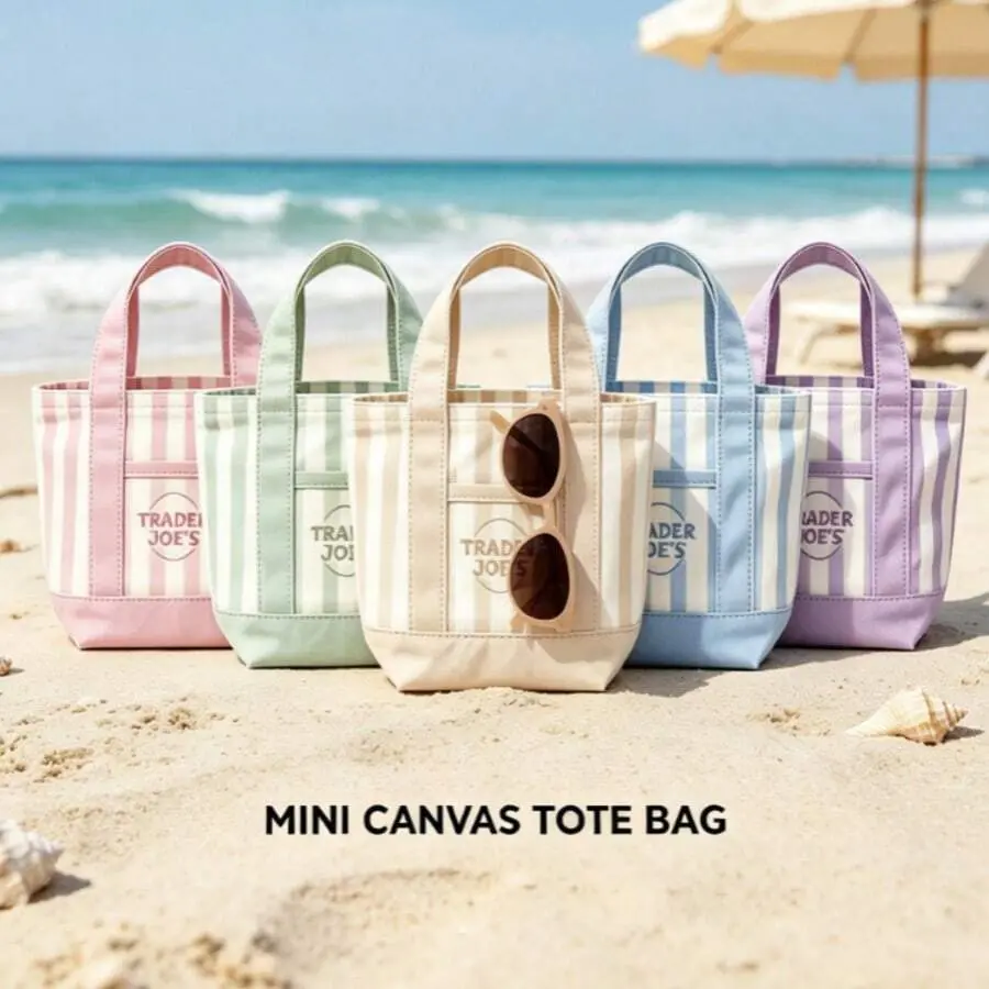 2026 New Style Striped Handheld Tote Bag,Canvas Tote Bag,Bag Canvas Bag With Pockets Duty Canvas Sublimation Blank Small Bag,Large Size Mini Reusable Tote For Crafts Valentine's Day Gift