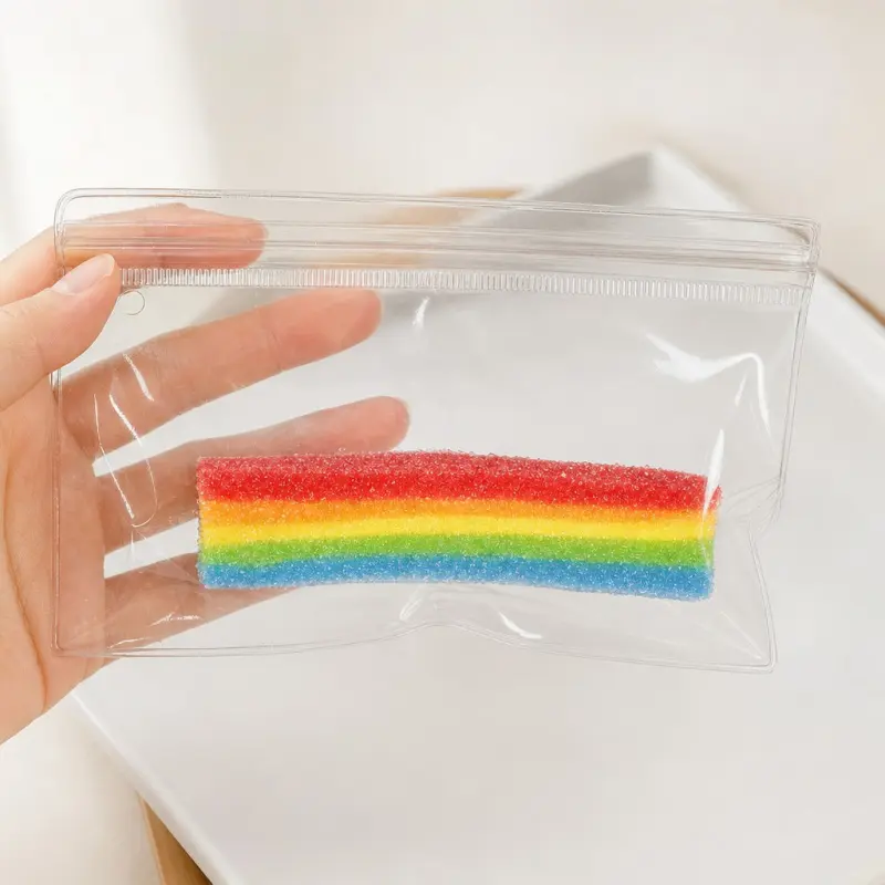 Rainbow Sour Sugar Squishy Stress Relief Toy High Glossy Soft Candy Squeeze Rainbow Strip Sensory Fidget Squishy Fidgets Gifts for Kids Adults