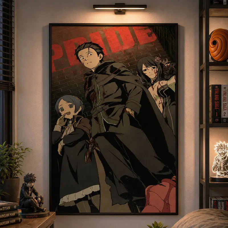 Re:Zero Anime Poster Art Print, Natsuki Subaru Manga, Vintage Dark Minimalist Japanese Wall Decor, Anime Artwork, Birthday Gift for Anime Fans, Otaku Room Decor, Gaming Room Wall Art, Collector Manga Poster