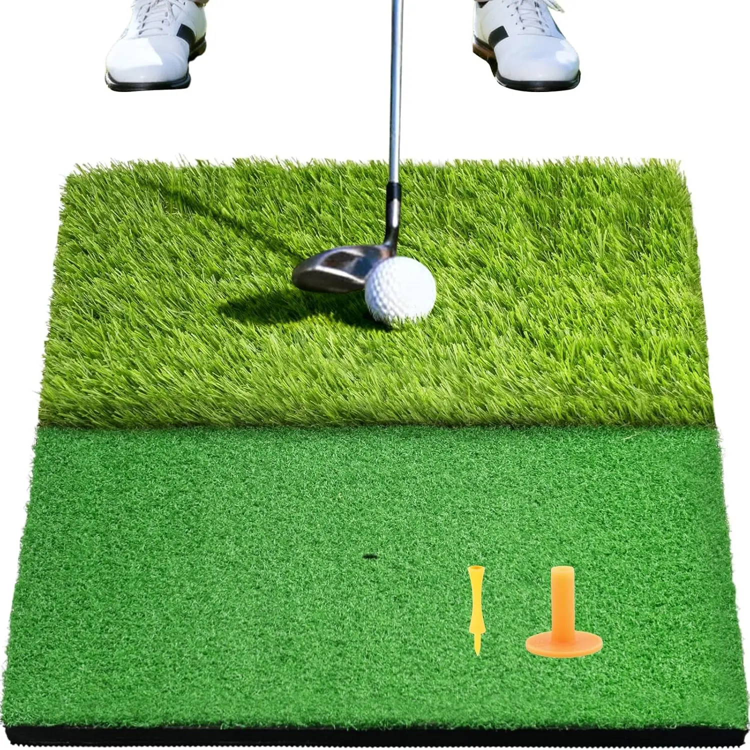 Heavy-Duty Golf Hitting Mat Dual Turf Design Simulates Fairway & Rough for Real Course Feel, Indoor/Outdoor Practice Mat for Full Swing & Chipping Training with Easy Carry Strap