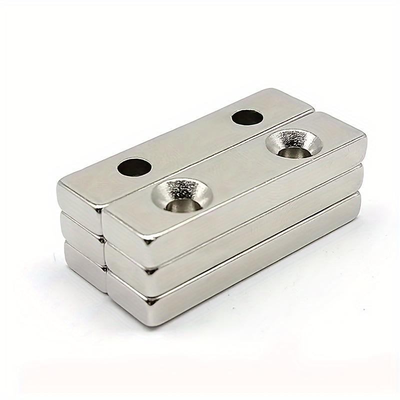 Strong Neodymium Square Magnets, Double Hole Design Magnets, Durable Multi-Application Magnetic Tool for Door, Window, Cabinet, Hardware