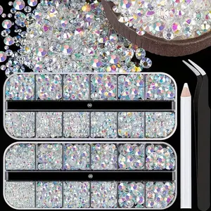 3500pcs Resin Rhinestones Kits, 2/3/4/5/6mm Flatback Jelly Rhinestones, Transparent Ab Crystal Gems for DIY Crafts, Nail Art, Jewelry Making