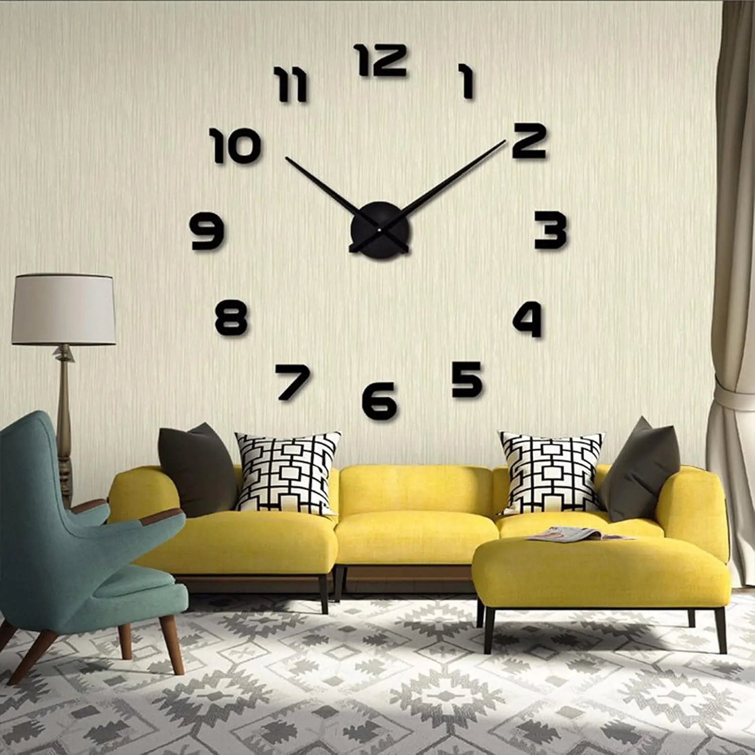 3D DIY Wall Clock Arabic Numerals Frameless Mirror Surface Wall Sticker Home Decor for Living Room Bedroom, Fits 19-27 Inch, Black, Battery Not IncludedGift