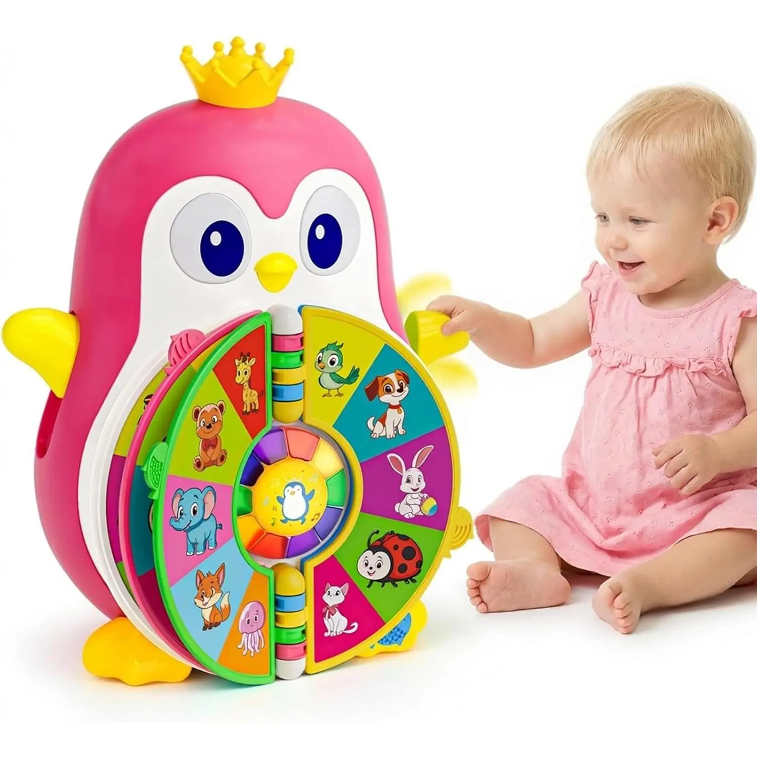 ToddlerCley Musical Penguin Toys for 1 Year Old Girl Gifts, Learning Educational Baby Toys for 1-3 Year with 5 Themes, Sound & Light, First Word Teaching 12-18 Months, 1st Birthday Girl Boy Gifts