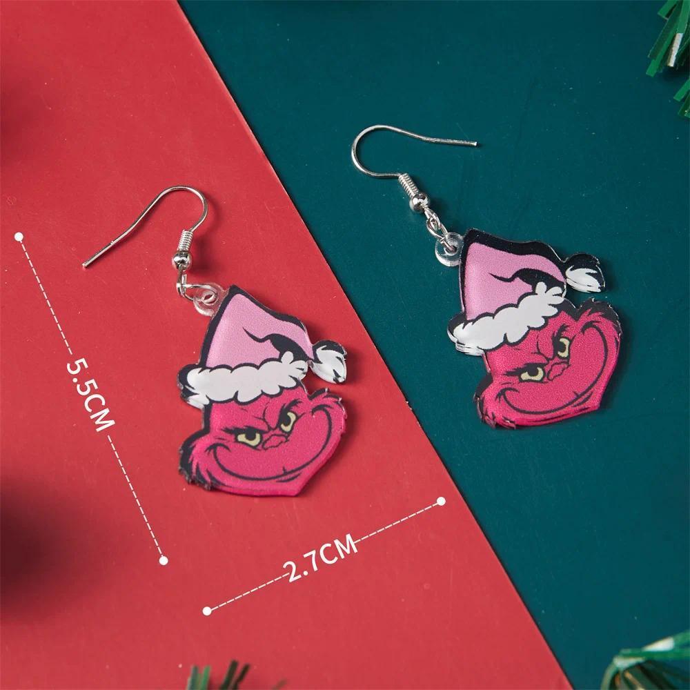2026 Christmas Earrings Classic Cartoon Series Metal Acrylic Drop Earring for Woman Girl New Year Christmas Party Gift