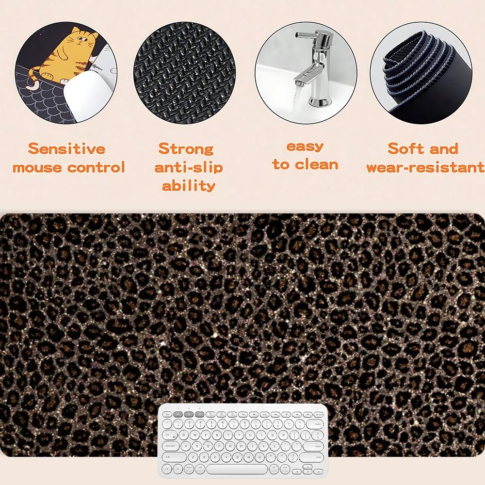 Vintage Leopard Pattern Mouse Pad, Rectangle Gaming Mouse Pad, Non-slip Rubber Base Mousepad, Office Desk Keyboard Mouse Mat for Home Office Game Room Desk, Office Desk Accessories