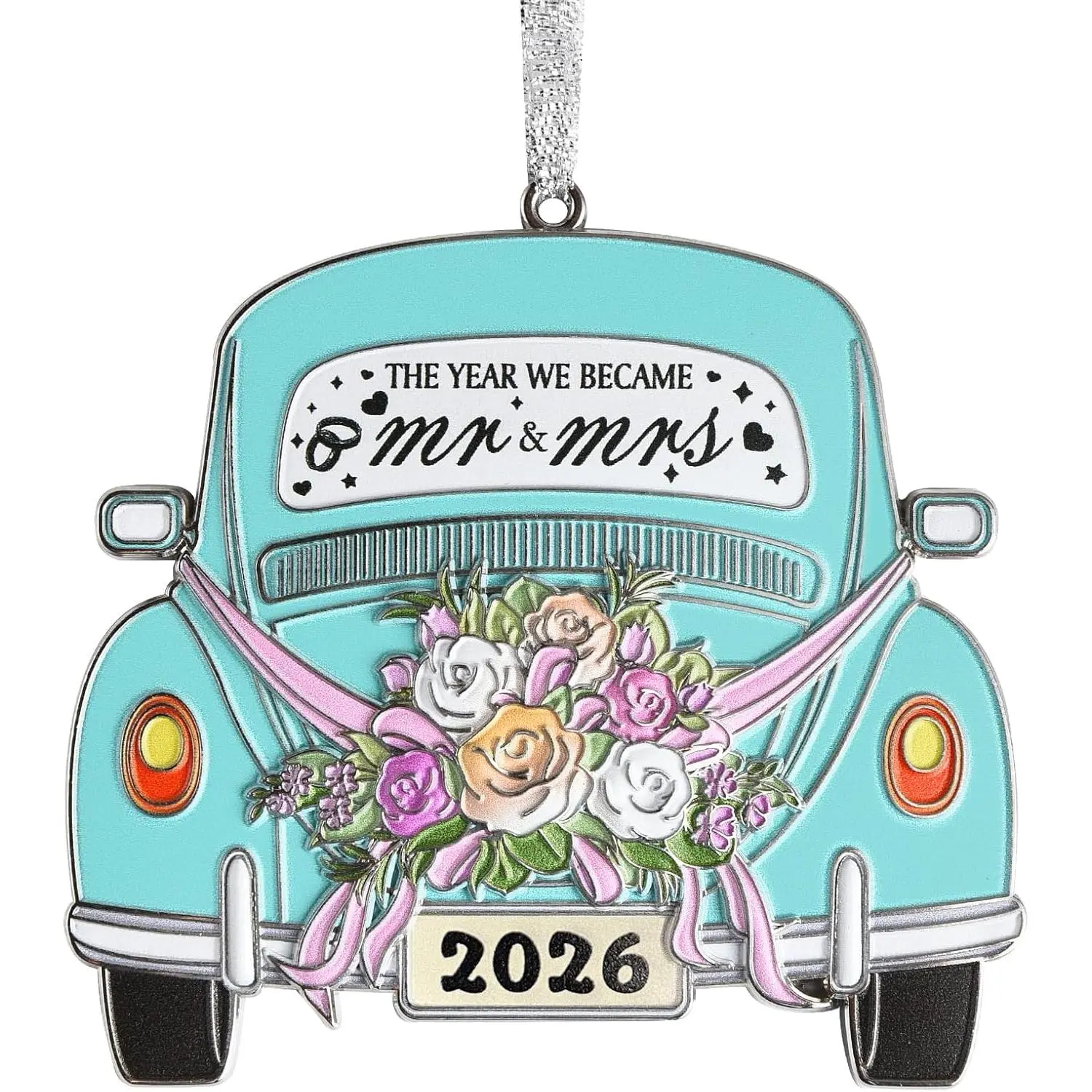 2026 Wedding Retro Artistic Metal Ornament Decor - Tree Hanging Festive Decoration for Newlywed Couples, Future Mr & Mrs (Home & Bridal Shower Supplies)