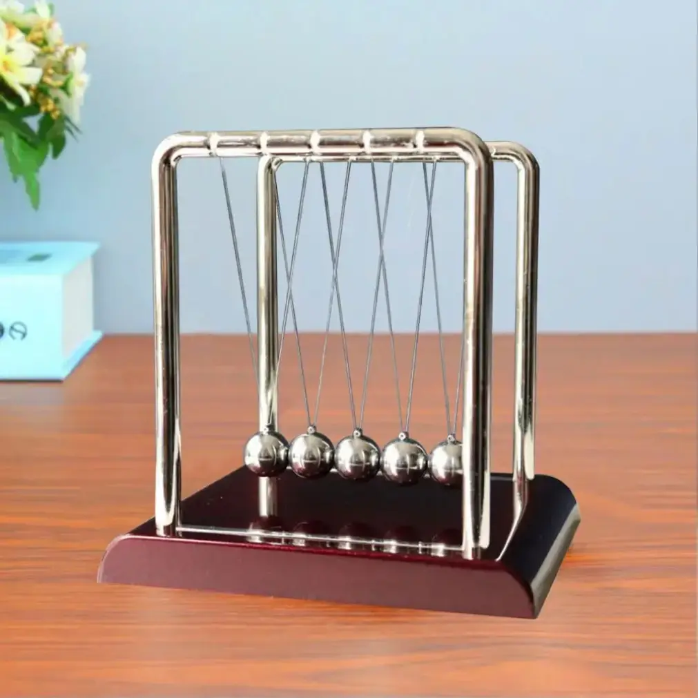 Newton's Cradle Kinetic Desk Toy - Metallic Pendulum Stress Reliever, Kinetic Sculpture, Dorm Room & Office Decor, Educational Fun Item, Perfect Gift