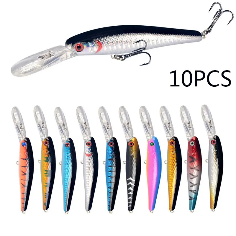 10pcs Fishing Lures - Life-Like Swimbait, Minnow Hard Lure Bass Trout Baits Kit, Topwater Hard Baits Crankbait Swimbait for Saltwater Freshwater
