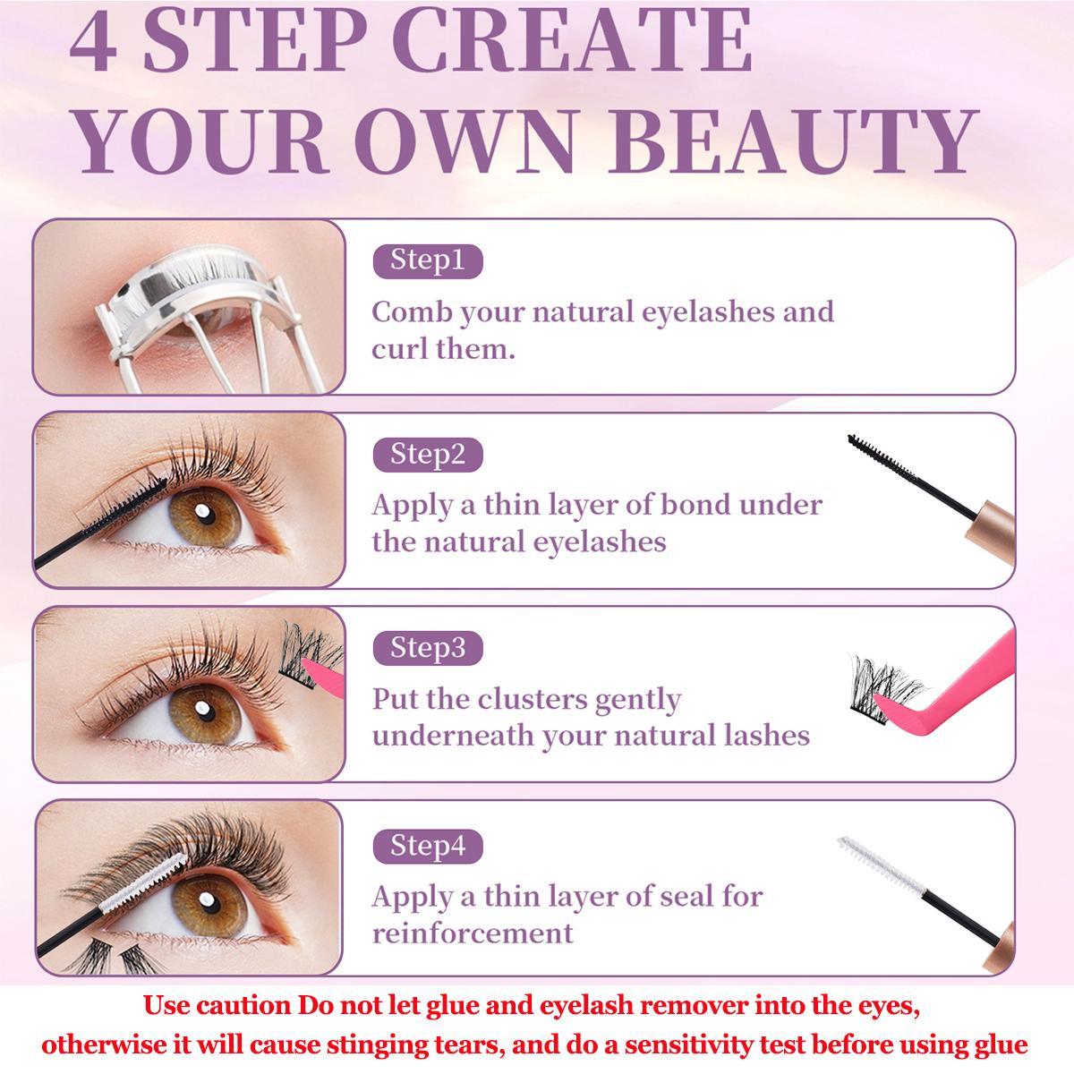 Mixed Length Eyelash Set, 1 Set Natural Soft Eyelash Cluster with Tools, Eye Makeup Enhancement False Eyelashes for Women & Girls, Cosmetic