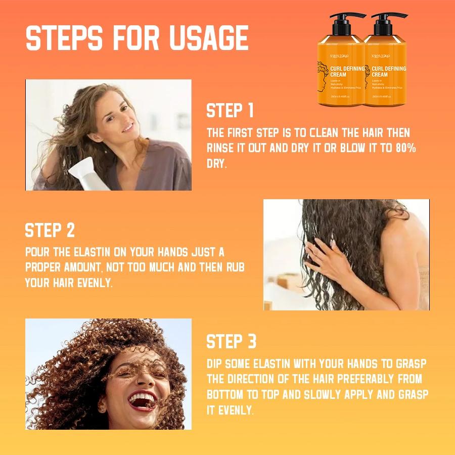 2 bottles of curly hair styling cream, curly hair products, Haircare, specially formulated for wavy and curly hair, enhances luster and fluffiness, contains castor oil and shea butter, moisturizes, soothes frizz