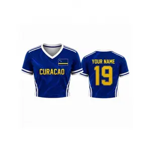 High-Quality Croptop Football Jersey Curacao Football Croptop Jersey, Custom Name Soccer Jersey Shirt, Outfit For Football Fan