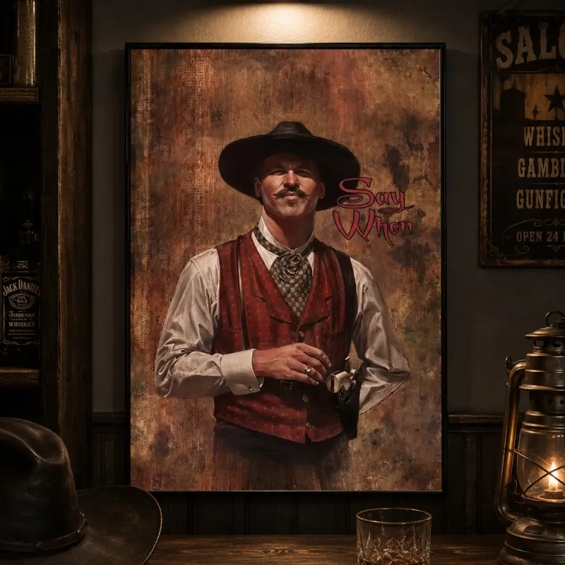 Vintage Tombstone Movie Wall Poster, "Say When" Doc Holliday Quote Wall Art, Classic Western Movie Decor, Vintage Film Poster, Man Cave Wall Art