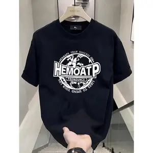 CVC cotton, trendy brand American T-shirt, trendy letters, printing, men's summer, round neck loose and versatile short sleeves