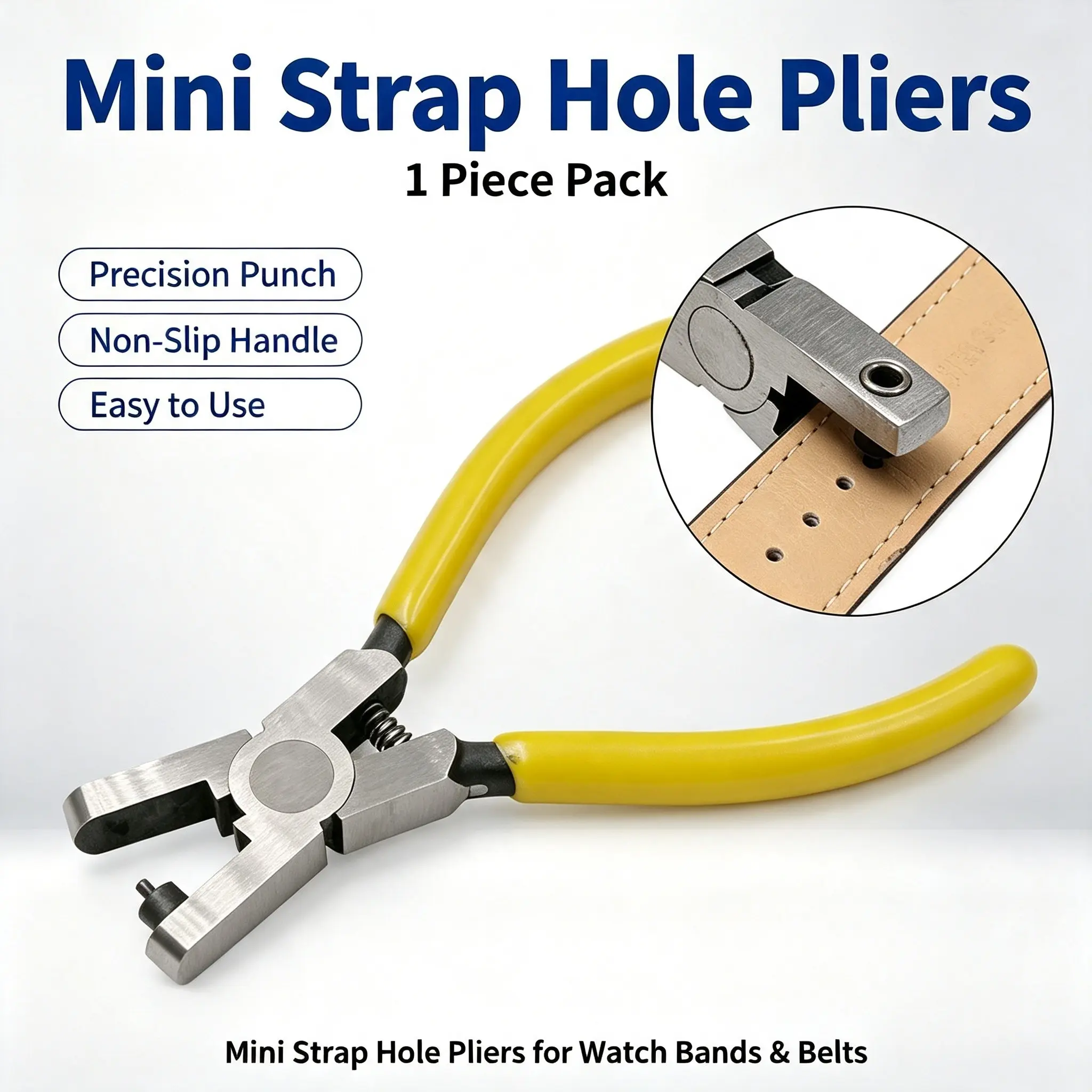 Professional Leather Punching Tool, Manual Metal Puncher for Watch Straps, Belts, Shoe Laces, Sandals, Labels, Handheld Craft Kit