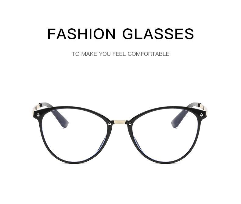 Color-changing anti-blue light glasses, fashionable cat-eye glasses frame, trendy metal eyeglass frame