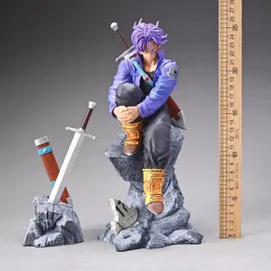 Dragon Ball Future Trunks Sitting Figure, Classic Contemplative Pose, Jacket, Detailed Hair, 28cm PVC Collectible