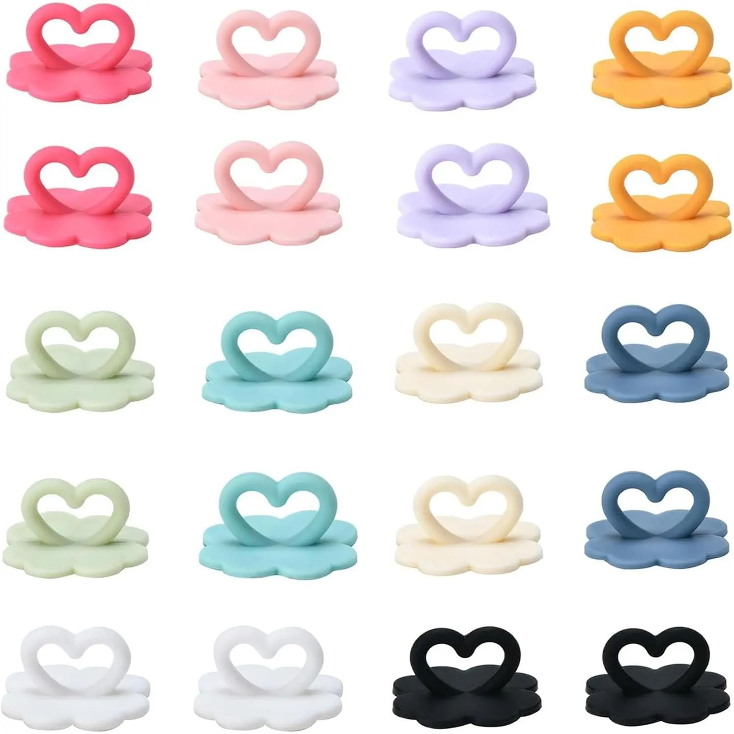 20 Packs Heart Cell Phone Ring Holder Flower Phone Charm Hooks Adhesive Smartphone Ring Grip Sticky  for Cellphone Case Pad Tablet Cups DIY Accessories, 10 Assorsted Colors