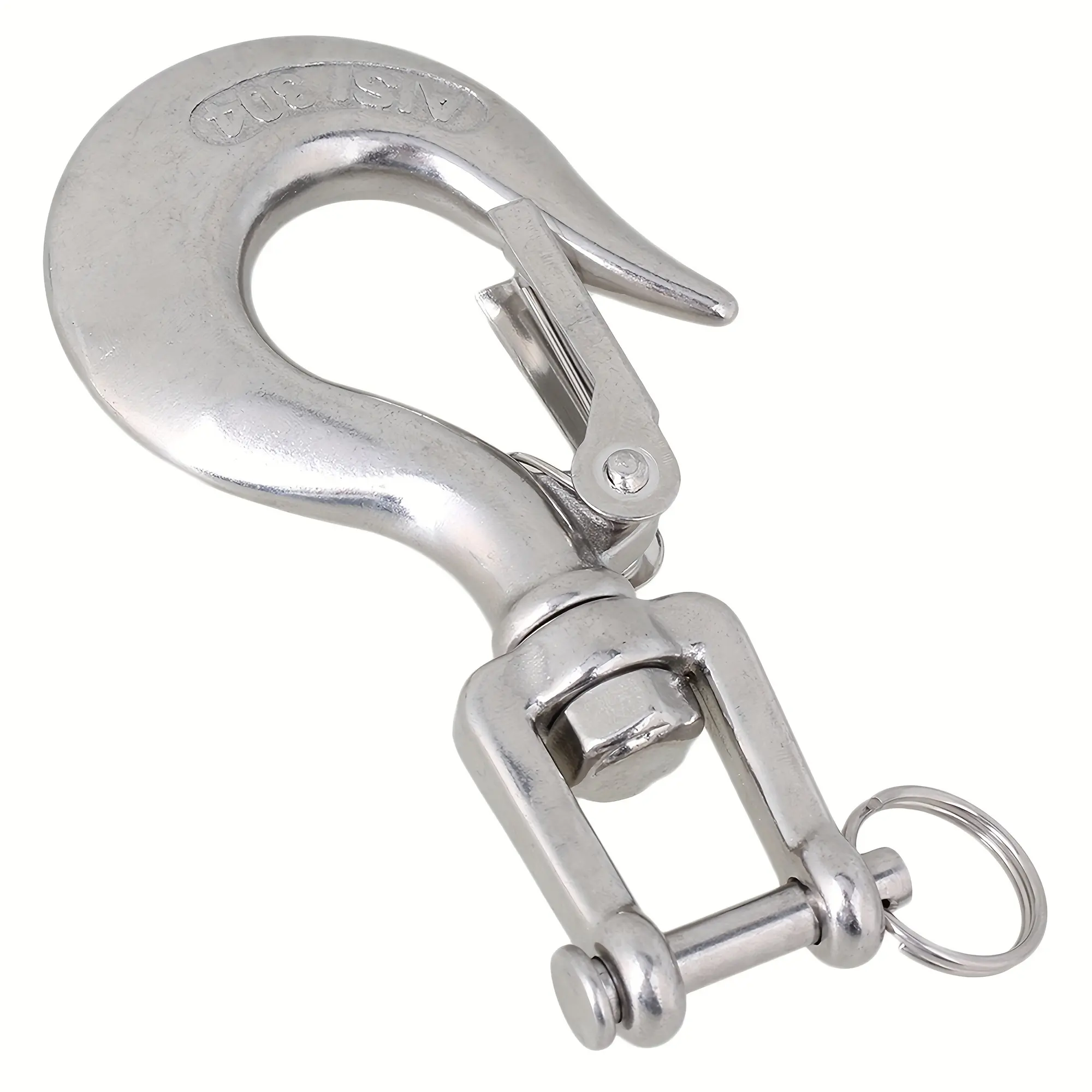 American 304 Stainless Steel Fork Type Rotating Cargo Hook 771.62LB, Cargo Transportation, Rotating Hook, Corrosion-resistant, Crane Hook, Logistics Professional