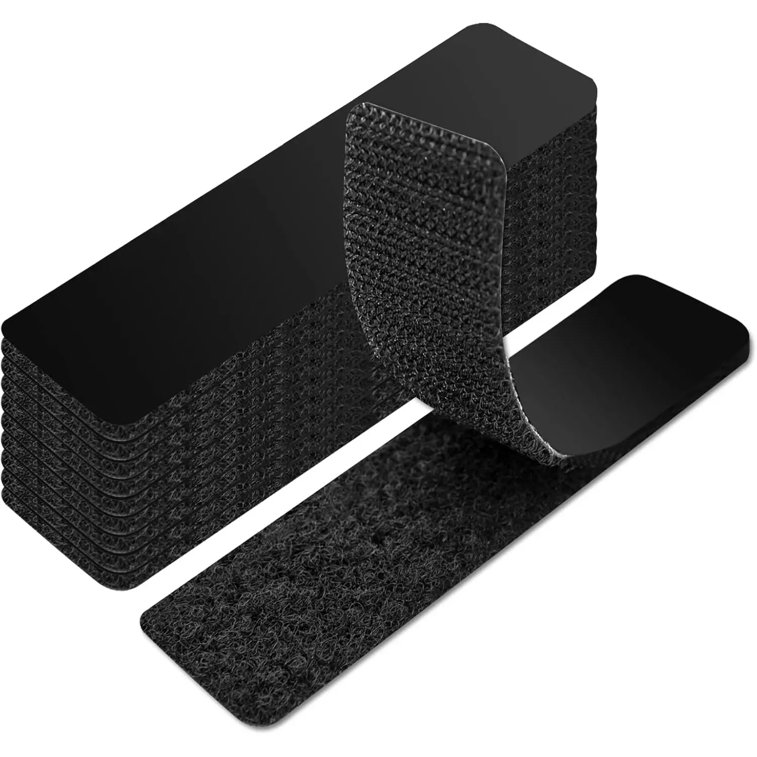 Hook and Loop Tape Sticky Back,2.5cm.x 10cm. Double-Sided Command Adhesive Strip Heavy Duty，Black