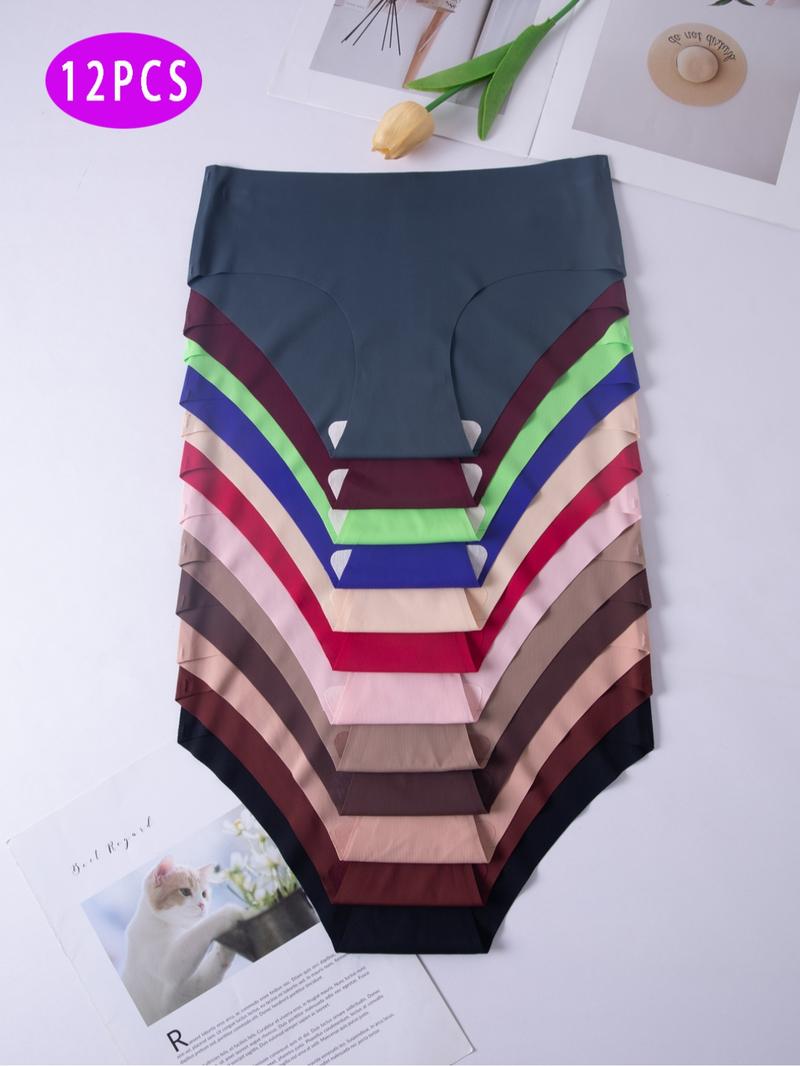 Women's Plain / Leopard Print Seamless Briefs, Multicolor Elegant Soft Comfy Breathable Panties for Daily Wear, Underwear for All Seasons, Daily Casual Underwear