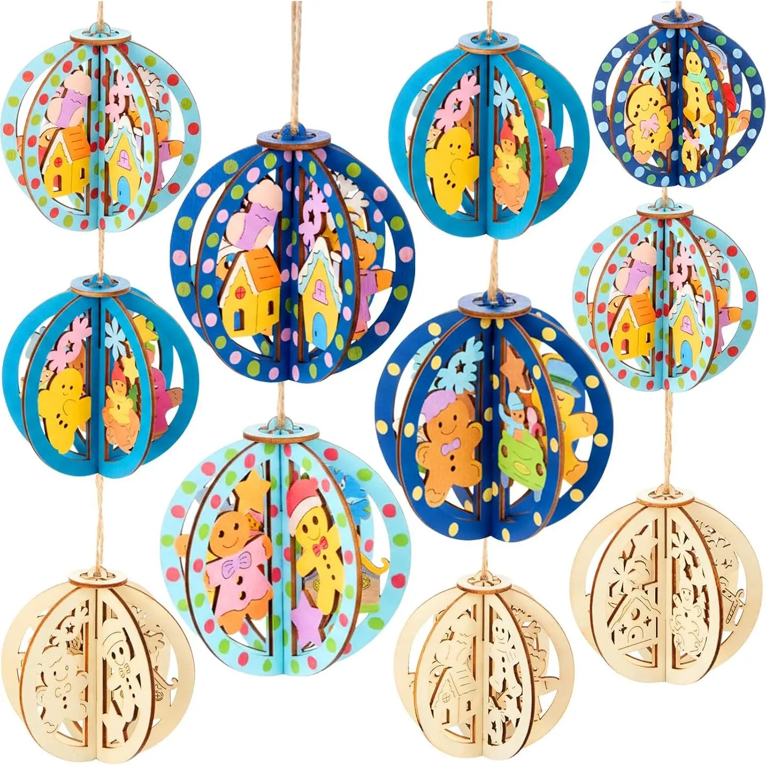 36 count DIY Wooden Crafts to  Winter Gingerbread Ornaments  Unfinished  Gingerbread Cutouts Blank Hollow  Slice for Craft Projects, Holiday Cookie Decorations, Party