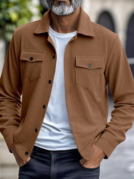 Men's Corduroy Jacket Coat, Spring & Fall Heavyweight Casual Outerwear, Durable Comfortable Design, Perfect for Outdoor Activities