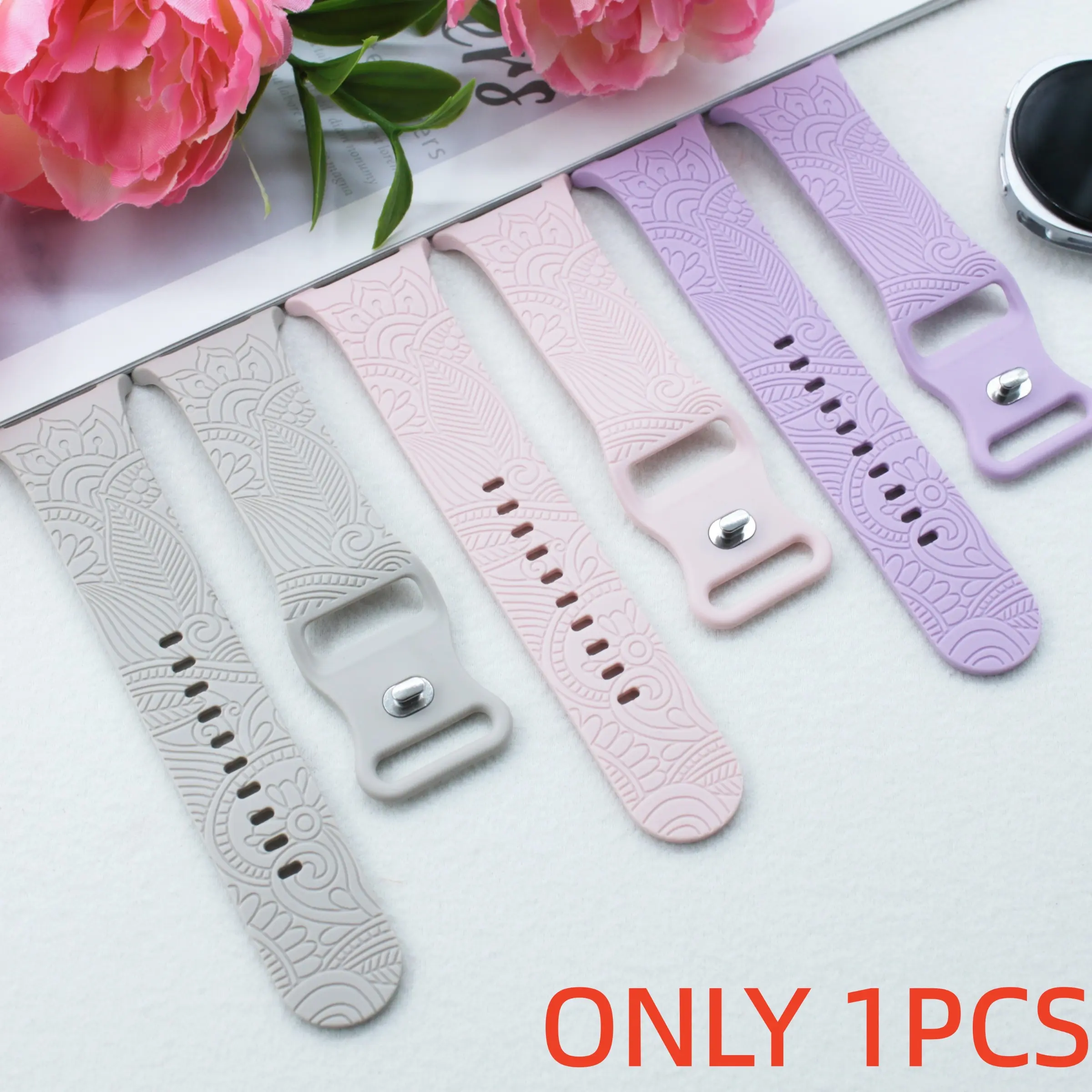Samsung Watch8 Silicone Band, Laser Engraved Mandala Design, Replaceable Strap, Soft and Skin-Friendly, Comfortable Fit
