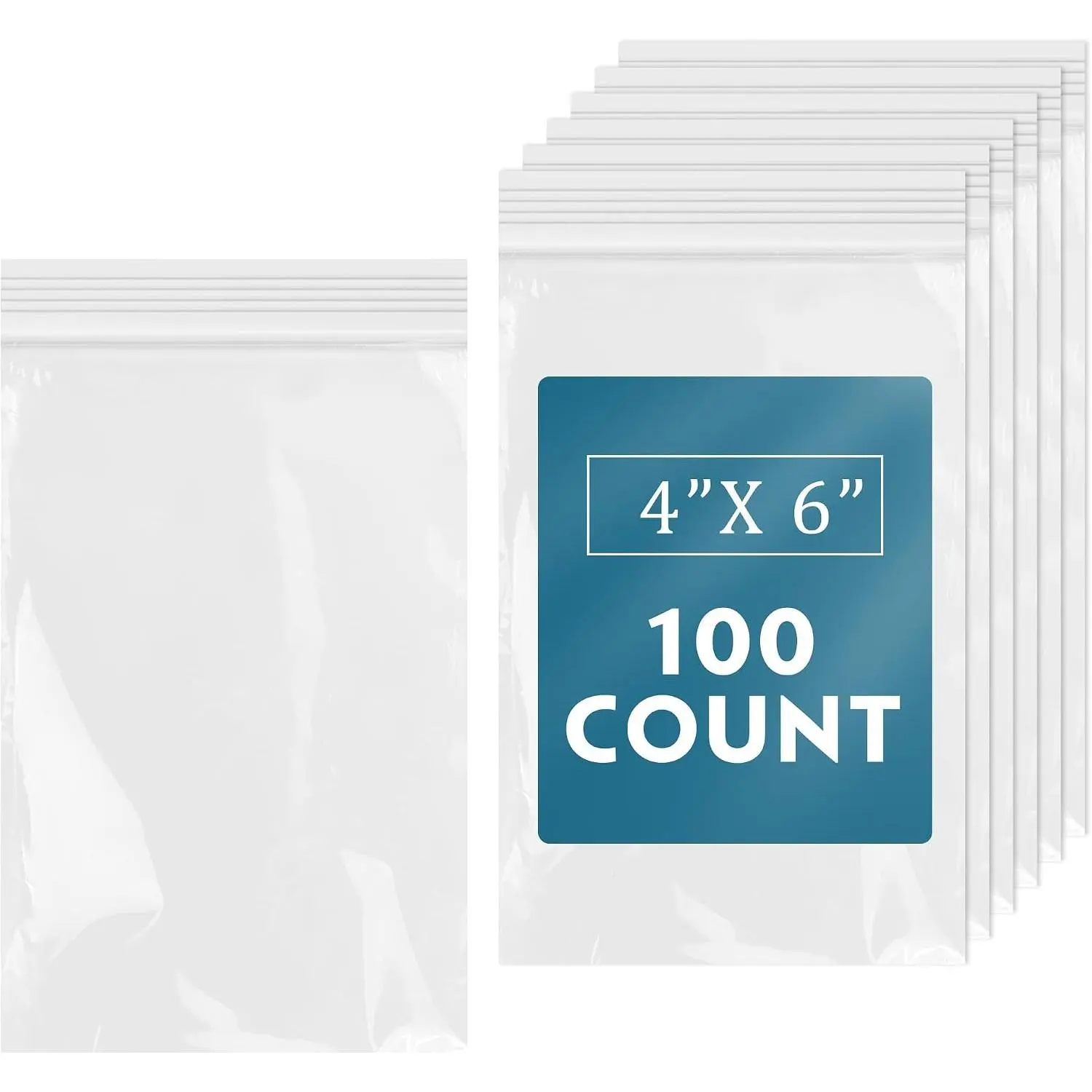 4" x 6"(100 Count) Small Zip Bags - 2 Mil Clear Plastic Reclosable Zipper Bags for Photo, , Bakery, , Party Favors