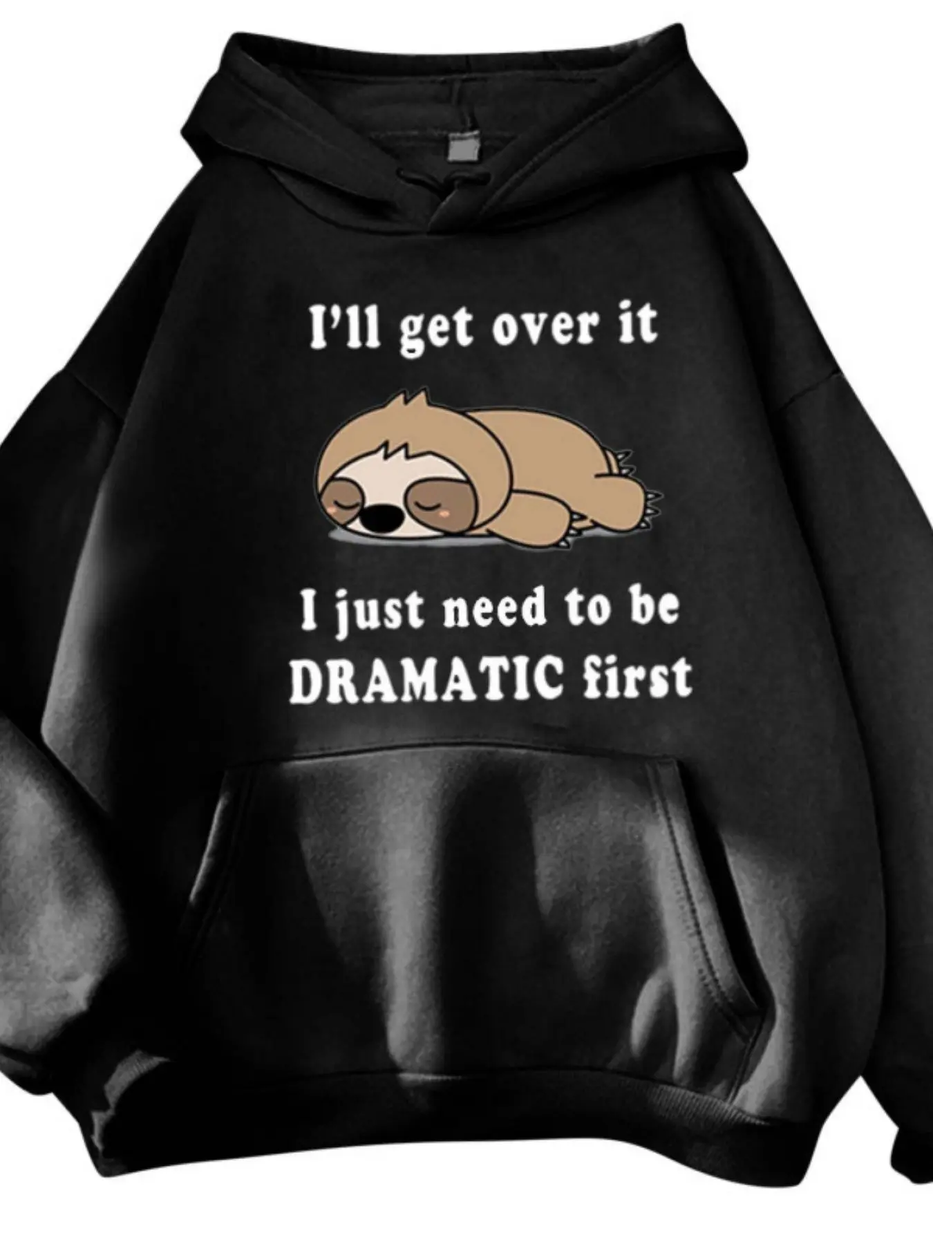 Autumn Winter Sports Sweatshirt, Lazy Sloth Fun English Slogan, Light Hooded Sweatshirt, Funny Relaxed Loose Fit Couple Hoodie