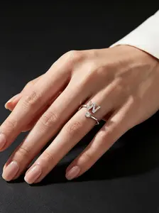 A-Z Adjustable Open Ring, Micro-inlaid Zircon Ladies' Fashionable Ring, Minimalist Stackable Ring, Suitable for Gifting, Parties and Daily Wear, Personalized Ring