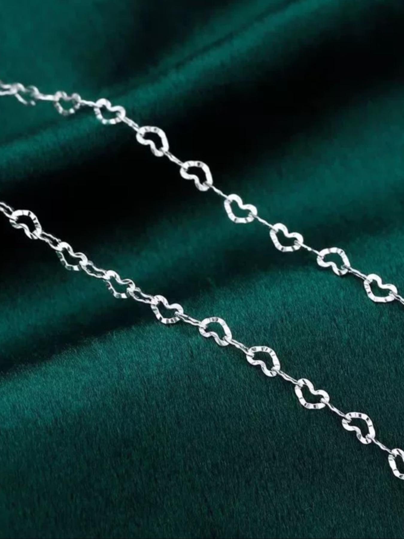 S999 Sterling Silver Heart Design Chain Necklace, Gifts for Her, Fashion Jewelry for Party, Daily Clothing Decor, Trendy All-match & Exquisite Jewelry for Birthday Gift