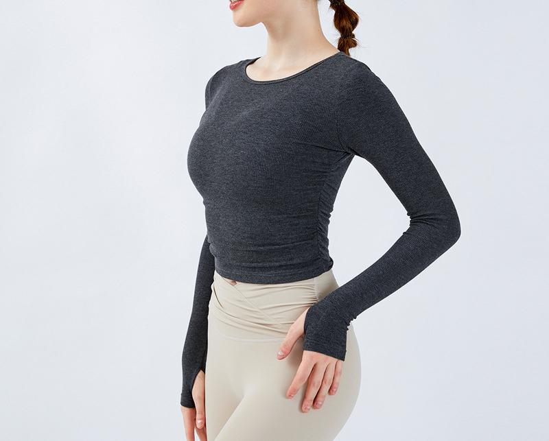 Aerial Yoga Suit for Women Long Sleeve Slimming Sports Top Short Pilates Training Fitness Outfit Set