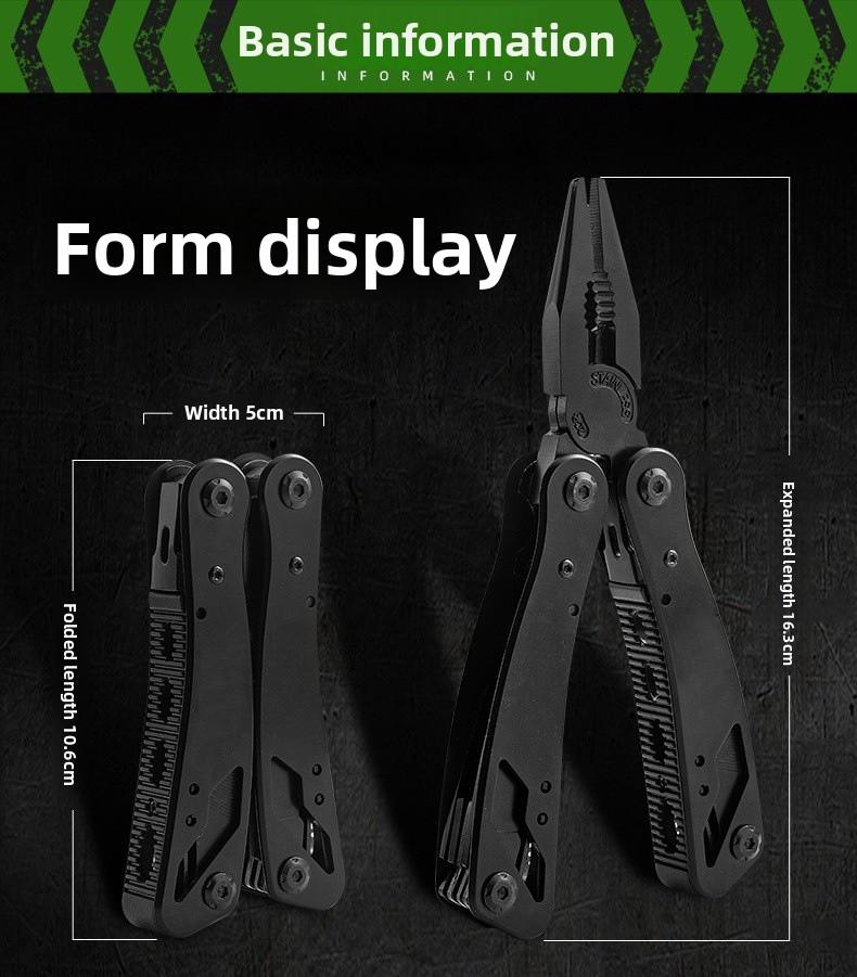 Multi - Function Stainless Steel Black Oxide Folding Pliers Screwdriver Set Telescopic Outdoor Emergency Tool