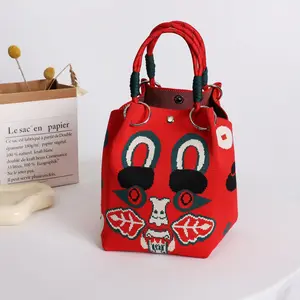Fashion Tiger Head Knit Handbag, Multi-Color Versatile Crossbody Bag, Large Capacity Commuter Tote Small Square Bag