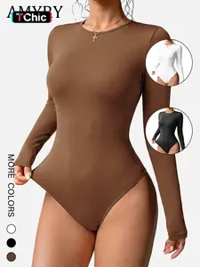 Women's Spring & Fall 2026 New Classic Loose Fit Inner Layer Top, Long Sleeve One-Piece Casual Bottoms, Trendy Design