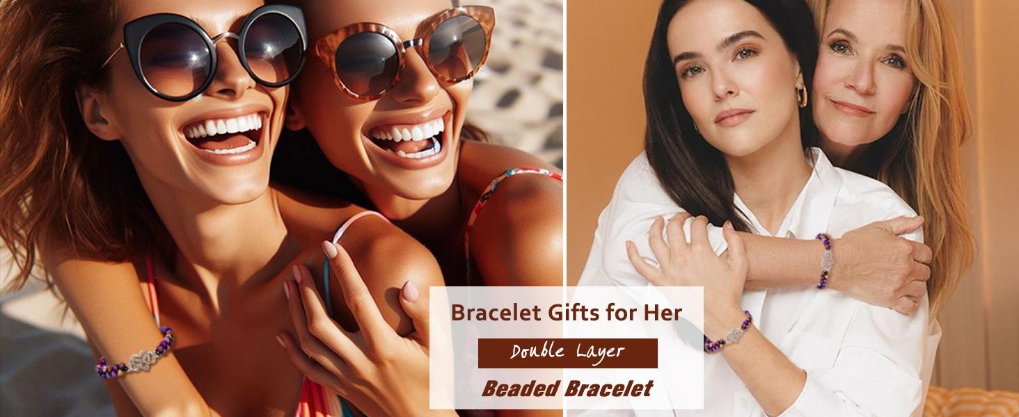 To My Granddaughter/Daughter/Mom-Infinity Forever Love Heart Bracelet,Adjustable Natural Emperor Stone Beaded Bracelet for Women