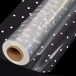 Extra Wide Clear Cellophane Wrap Roll 100ft x 34in with Irregular White Dot, Thicker Transparent Cellophane Film for Gift Baskets Treats Holiday Christmas Wrapping
