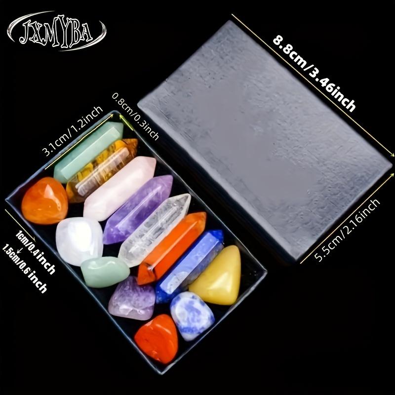 A set of double-pointed quartz crystals in a box, featuring natural stones for all seven chakras, hexagonal rose quartz ideal for bedroom decor, artificial artificial crystal included, presented in a uniquely designed gift box.